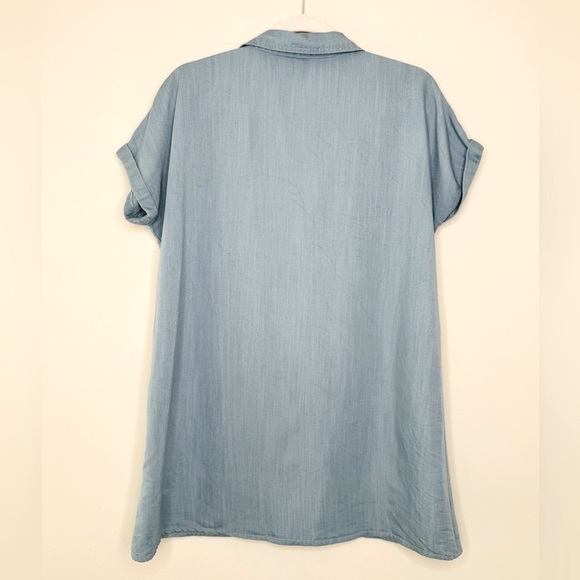 Zilcremo Casual Blue Denim Button Up Mini Shirt Dress - Picture 8 of 8
